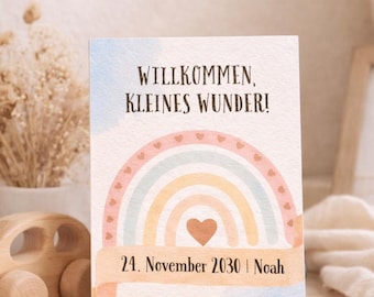 Personalized birth announcement download | Welcome little miracle | Baby card PDF | Printable birth announcement | Rainbow baby card digital