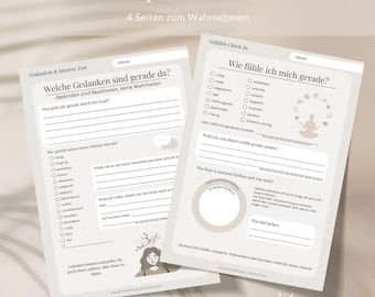 Emotional & Body Check-In/Tracker | 4-page PDF | Mindfulness Printable | Digital Download