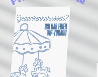 Funny postcard about overthinking | Thought carousel saying | I have VIP access | Humorous card | Printable postcard | Gift for girlfriend