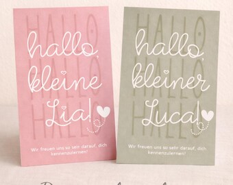 Personalisierte Geburtskarte Baby – Hallo kleiner Name Karte – Babykarte personalisiert – Glückwunsch zur Geburt – Printable – Download