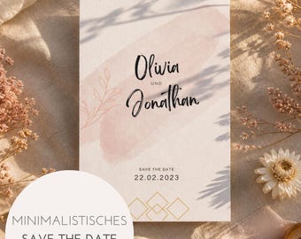 Minimalistisches Save the Date Template, Digital Download Hochzeit, personalisierbare Einladung, Editable Wedding Card, Boho Karte