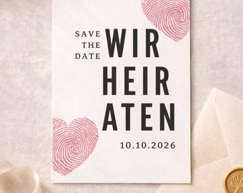 Save the Date Hochzeit personalisiert, Wir heiraten Karte, Hochzeitskarte modern, Einladung Hochzeit Vorlage, Wedding Printable