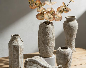 Ceramic Vase Set, Wabi Sabi Pottery Vases, Japandi Home Decor, Organic Modern Flower Vases, Neutral Sculptural Decor