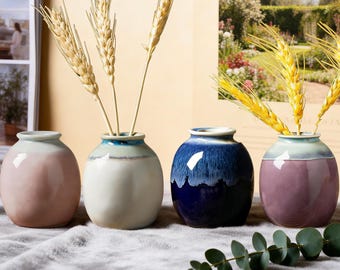 Little Ceramic Vase | Small Pottery Vase | Modern Home Decor | Tiny Flower Vase for Shelf Desk | Unique Gift