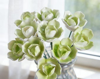 Handcrafted Ceramic Gardenia Stems | Everlasting Mini Floral Stems | Vase Decor, Zen Home Accents, Spring Decor