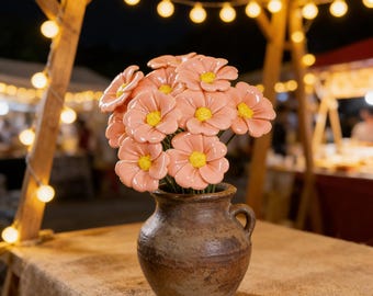 Hand-Pinched Ceramic Daisy Bouquet | Everlasting Pastel Floral Stems | Vase Decor, Romantic Gift, Boho/Cottagecore Home Accents