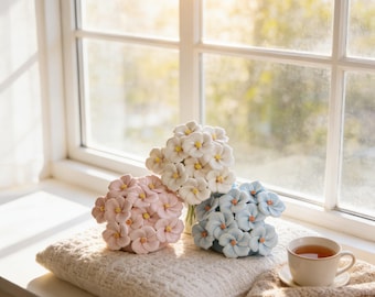 Mini Ceramic Flower Bouquet Decor, Porcelain Daisy Flower Arrangement, Cute Desk Flower Decor, Pastel Floral Home Decor