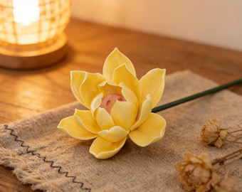 Handcrafted Ceramic Lotus Stems | Everlasting Zen Floral Stems | Vase Decor, Meditation Space Accents, Home Decor