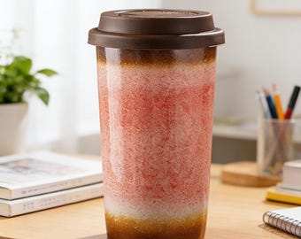 Gradient Kiln-Fired Ceramic Travel Mug | Portable Capsule Coffee Cup | Mother’s Day Gift, Graduation Season Gift, Large Capacity Water Cup