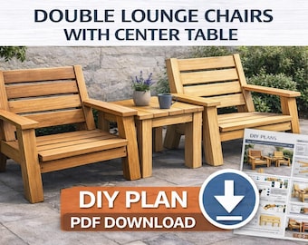 ダブルアディロンダックチェアの設計図｜テーブル付きモダンな屋外用シーティング（PDFダウンロード）