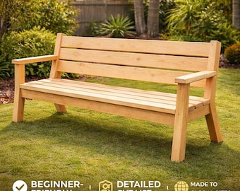 Bench seat with back and arms Woodworking Plans |  DIY PDF (Digital Download)