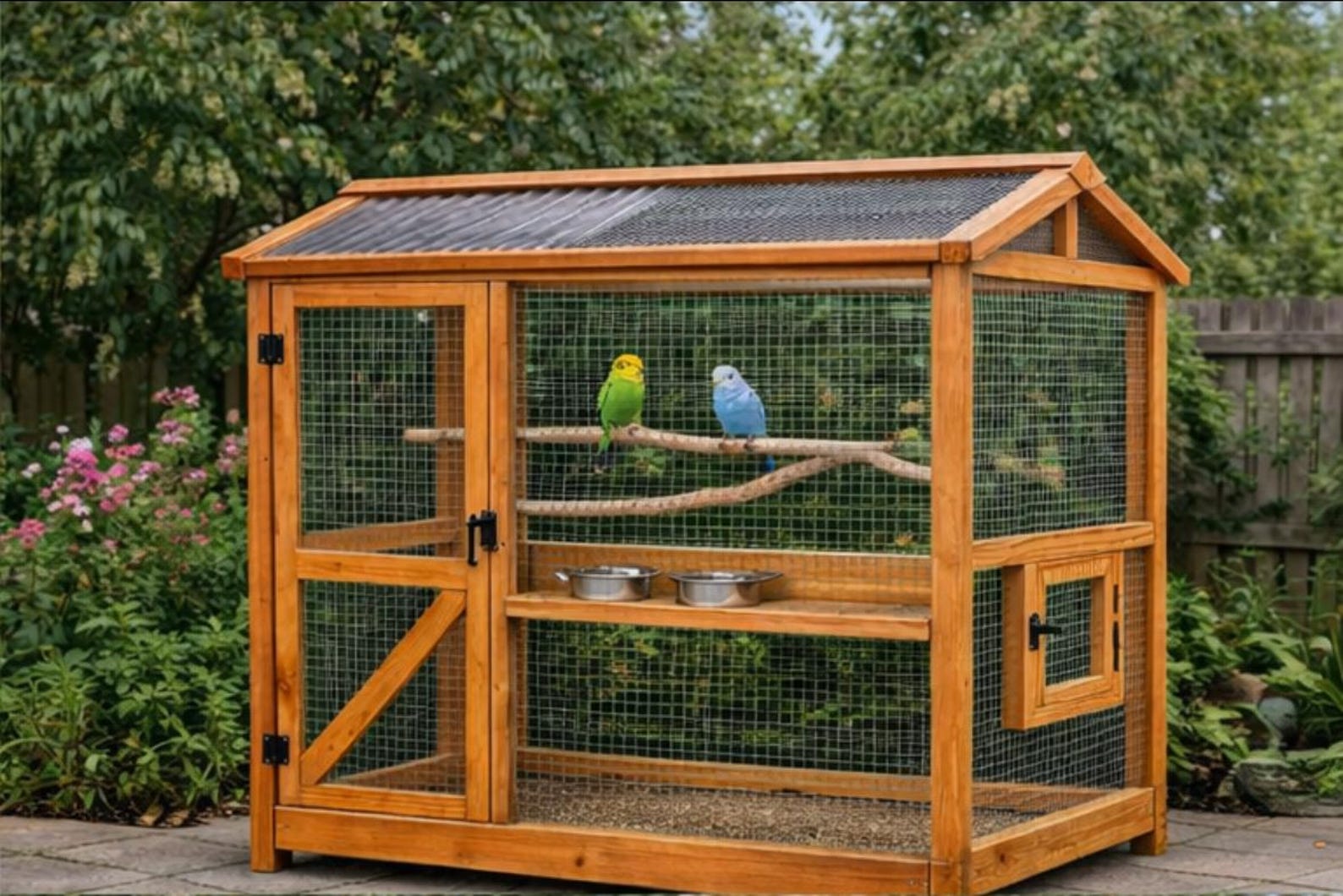 Outdoor Bird Aviary Plans | Timber Build Guide, Feeding Door (PDF ...