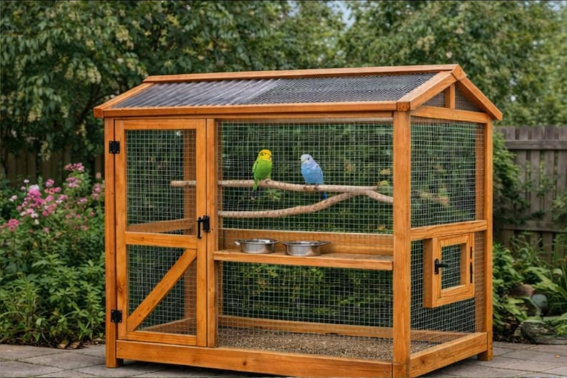 Outdoor Bird Aviary Plans | Timber Build Guide, Feeding Door (PDF ...