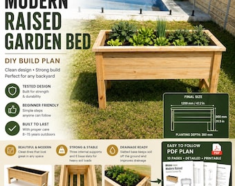 Raised Garden Bed Plans PDF, DIY Elevated Planter Box