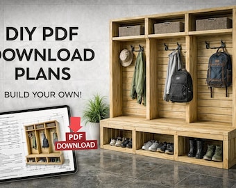 Planos de banco de almacenamiento para vestíbulo (DIY) en PDF