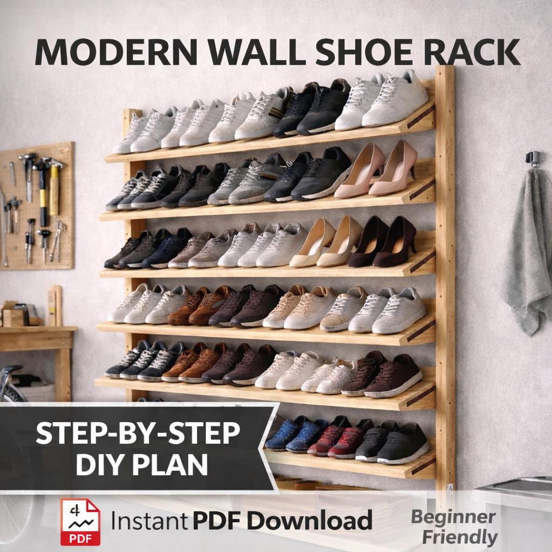 Modern Wall Shoe Rack – DIY Woodworking Plan (PDF Download) - Etsy