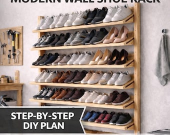 Zapatero de pared moderno – Plano de carpintería para hacerlo tú mismo (Descarga en PDF)