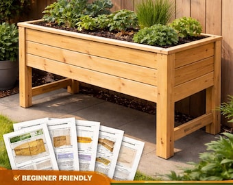Raised Garden Bed Plans PDF, DIY Elevated Planter Box