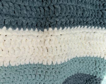 Modello per coperta con motivo a vetro di spiaggia, uncinetto grosso, PDF digitale