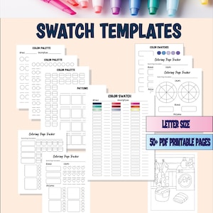 Tabela de amostras de lápis de cor para marcadores, rastreador de livro de colorir e padrões imprimíveis (PDF)