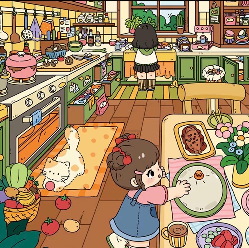 3D Layered Scene Sticker: Large Bedroom and Kitchen Sticker Kits. - Etsy