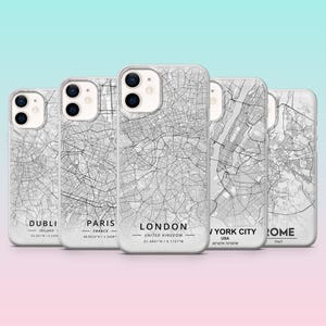 Funda para teléfono con diseño de mapa de la ciudad, minimalista, para iPhone 17Pro, 16, 15, 14, 13, 12, Samsung S26, S25, S24, S23Fe, A16, A56, Pixel 10, 9Pro, 8