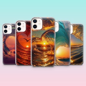 Sunset Wave Phone Case Beach Sunset Cover for iPhone 17Pro, 16, 15, 14, 13, 12, Samsung S26, S25, S24, S23Fe, A16, A56, Pixel 10, 9Pro, 8, 7