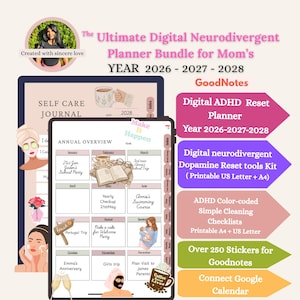ADHD digitale plannerbundel voor moeders (2026-2028) GoodNotes iPad-planner (download)