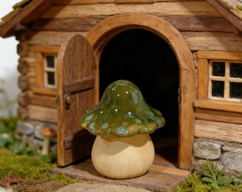 Ceramic Mushroom Figurine, Toadstool Decor, Cottagecore Home Decor, Fairy Garden Accessory, Woodland Shelf Decor, Miniature Mushroom Statue