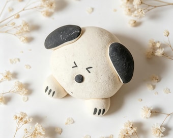 Dog Ceramic Figurine, Mini Dog Desk Decor, Handmade Puppy Ornament, Minimalist Dog Shelf Accent, Gift For Dog Lover, Cute Dog Figurine