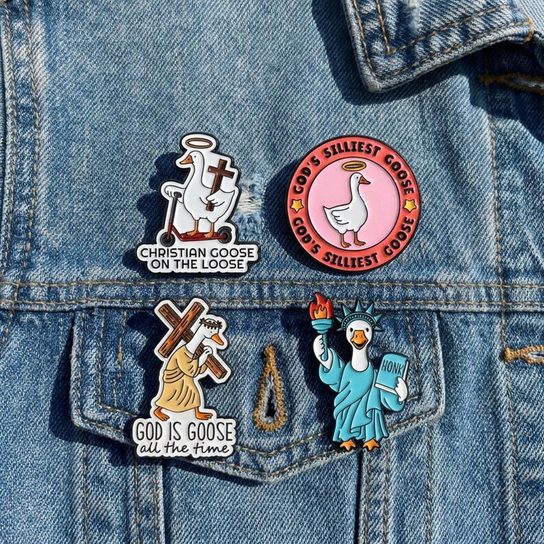 Funny Christian Goose Enamel Pins Set, Faith Humor Jesus Goose Brooch ...