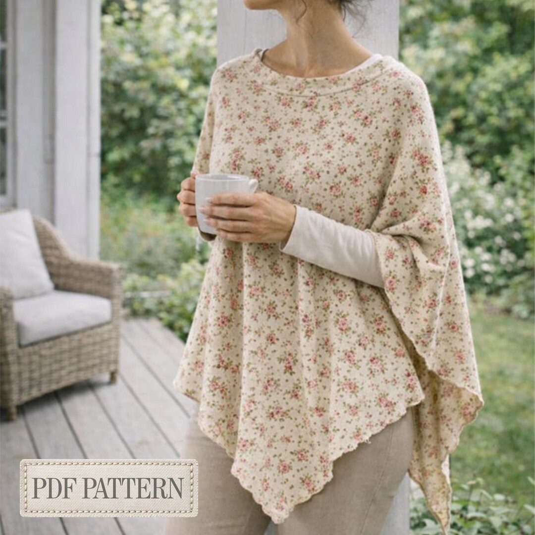 Triangular Poncho Sewing Pattern Asymmetrical Poncho Sewing Pattern PDF | Easy Layering Garment - Etsy ...
