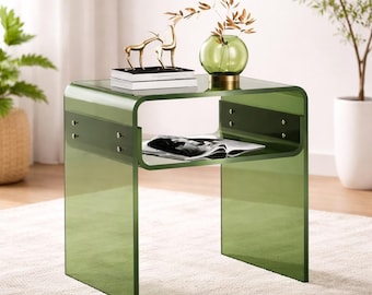 Clear Green Acrylic End Table 2-Tier Nightstand