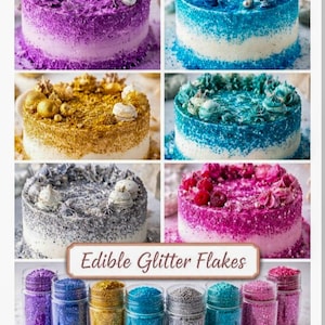 Essbare Glitzerflocken – funkelnde, perlmuttartige Glitzerstreusel für Kuchen, Cupcakes und Kekse, 50 g / Lebensmittelqualität