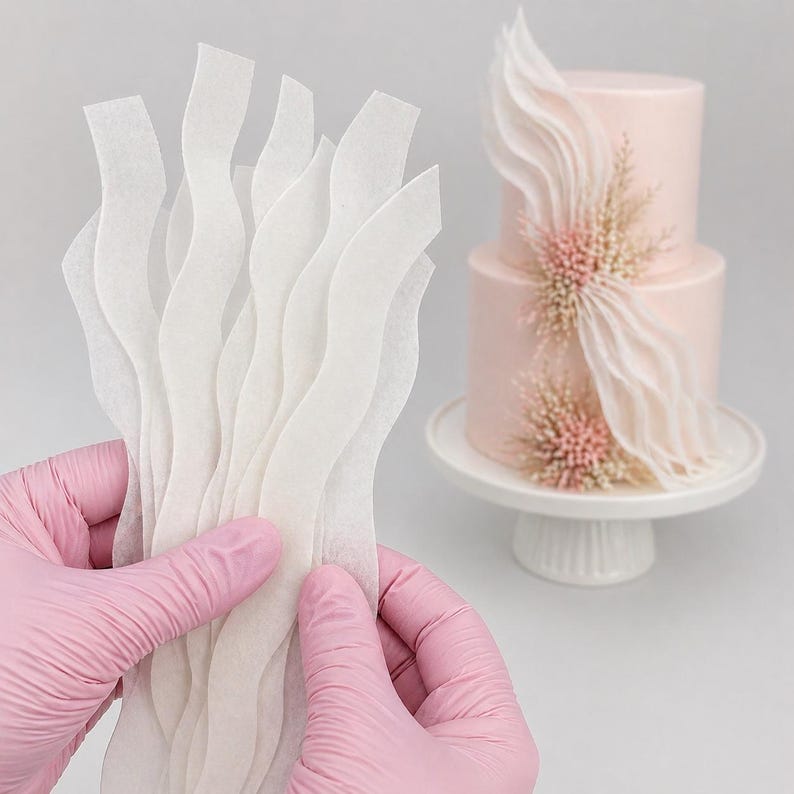 Edible Precut Wafer Paper Ruffles for Cake Decorating |60precut Strips ...