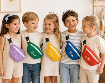 Riñonera infantil personalizada, bolso de cinturón con nombre bordado, recuerdo para fiesta de cumpleaños