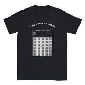 Funny Evil CAPTCHA QR Code T-Shirt – Funny Meme Parody Tee