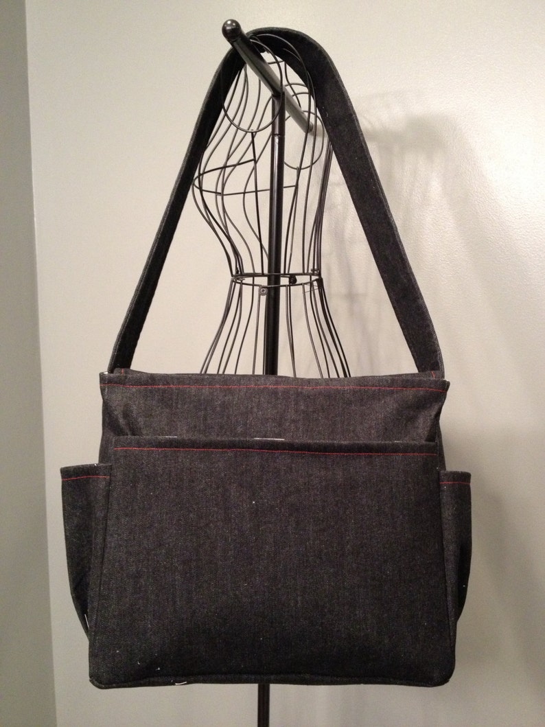 Denim Fabric Messenger Style Diaper Bag