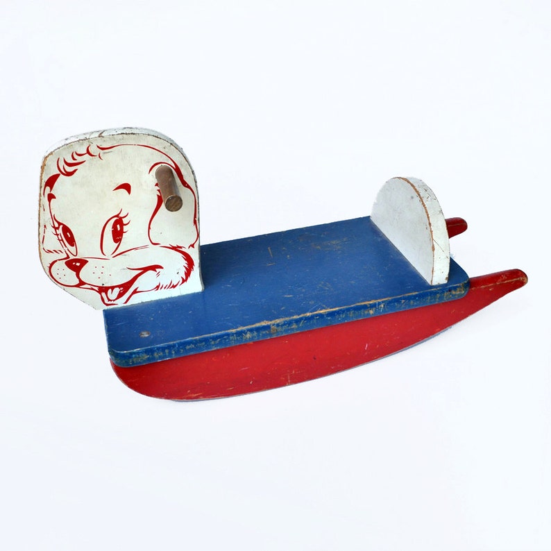 Vintage dog wood rocker baby size ADORABLE offered by Etsy