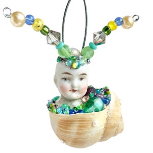Snail Mail an altered assemblage art doll ornament handmade unusual Christmas ornament by Elizabeth Rosen