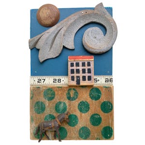 Original Assemblage Art: Vintage Horse Decor, Mixed Media Folk Art