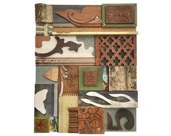 salvaged wood wall art, 16x20 assemblage art, primitive bird and nature, by Elizabeth Rosen