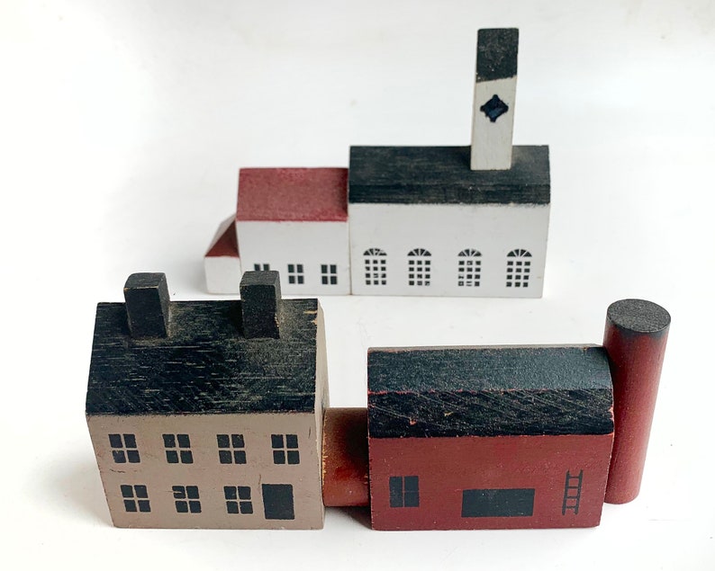 Small Wooden Houses Farm House Barn Church Rectory Little Etsy