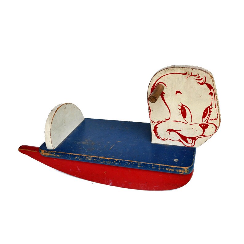 Vintage dog wood rocker baby size ADORABLE offered by Etsy