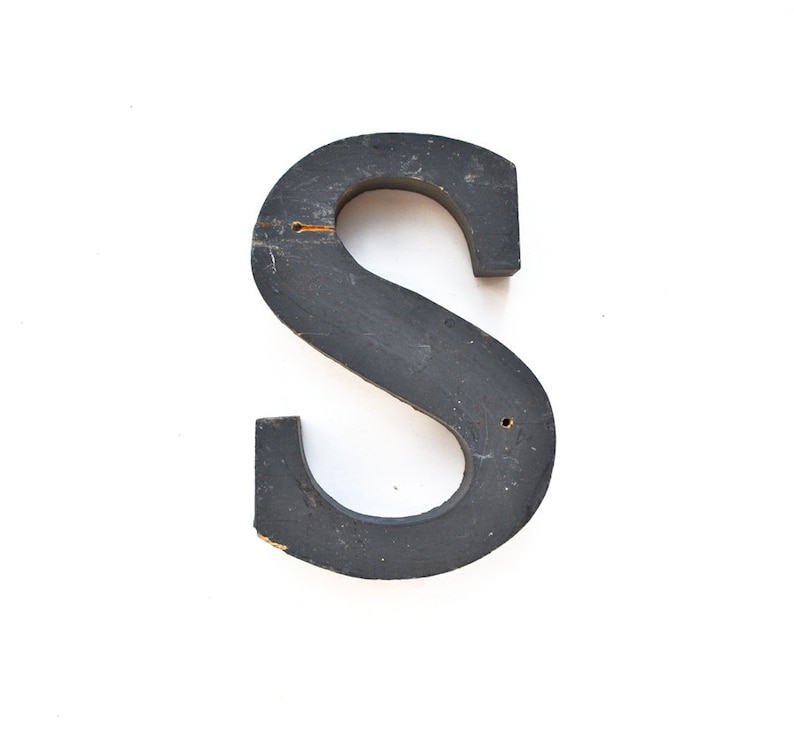 Vintage sign letters typography sign letter S wood offered Etsy