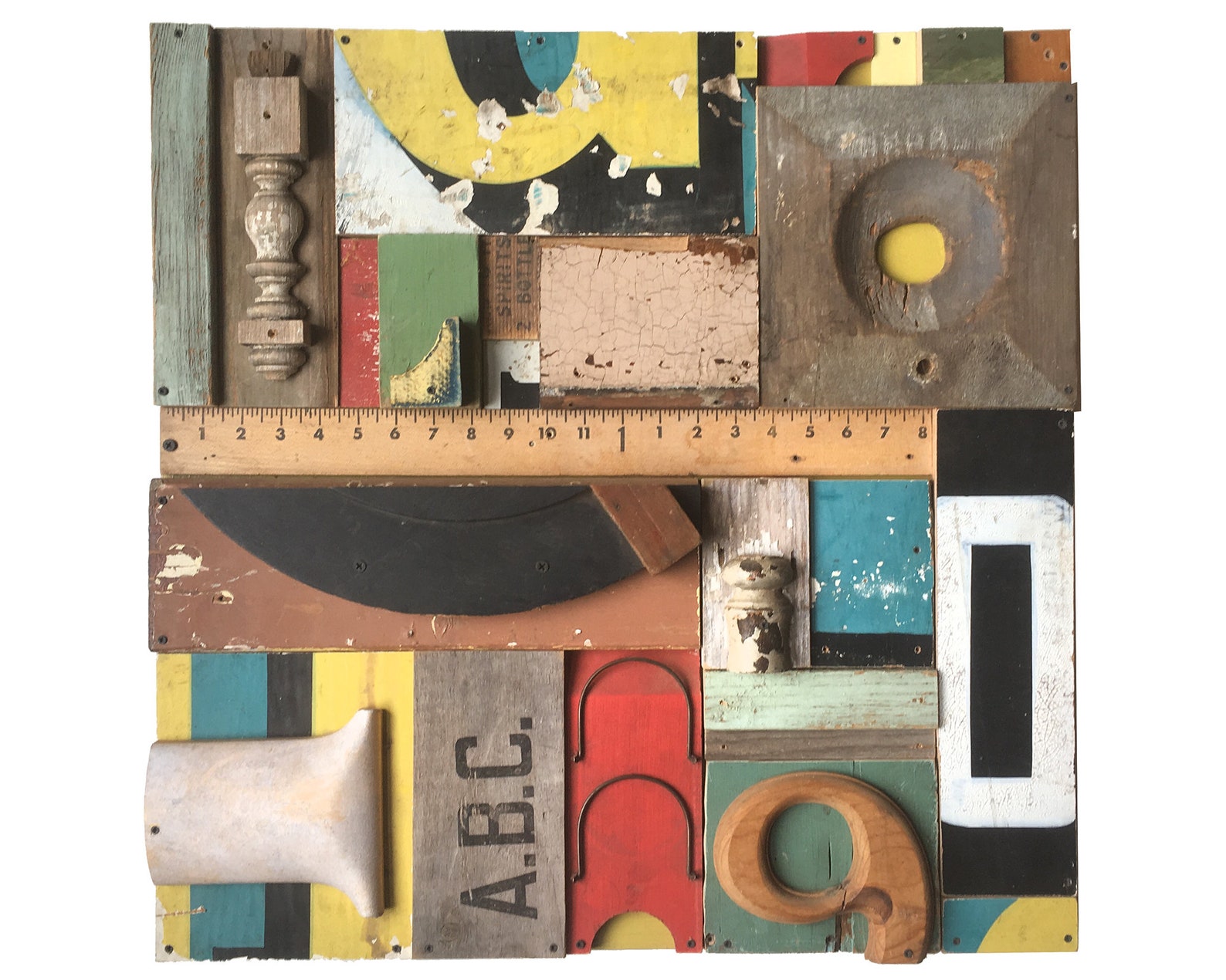 HUGE 24x24 wood wall art mixed media assemblage wood | Etsy