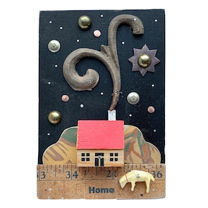 Snail Mail an altered assemblage art doll ornament handmade unusual Christmas ornament by Elizabeth Rosen