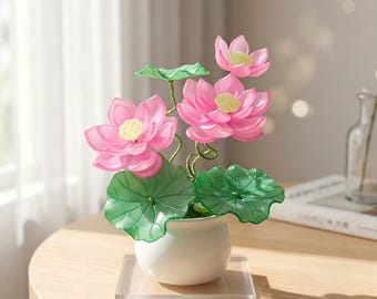 Acrylic Lotus Potted Plant, Zen Home Decor, Never Withering Ornament