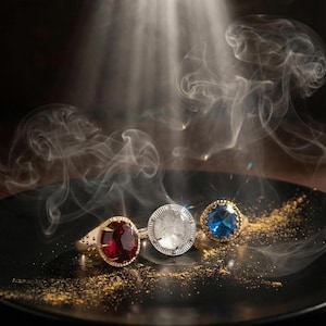 エルフリングファンタジーセット、メンズシルバーリング、中世ジュエリー、コスプレステートメントギフト