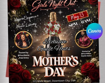 Mors dag-festflyer, mors dag-specialflyer, mammabrunchflyer, festflyer, mors dag-middag, festflyer redigerbar canvas